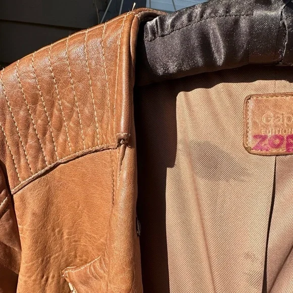 Xl Gap Edition vintage leather coat in cognac color. Buttery soft w cool details - Picture 5 of 16